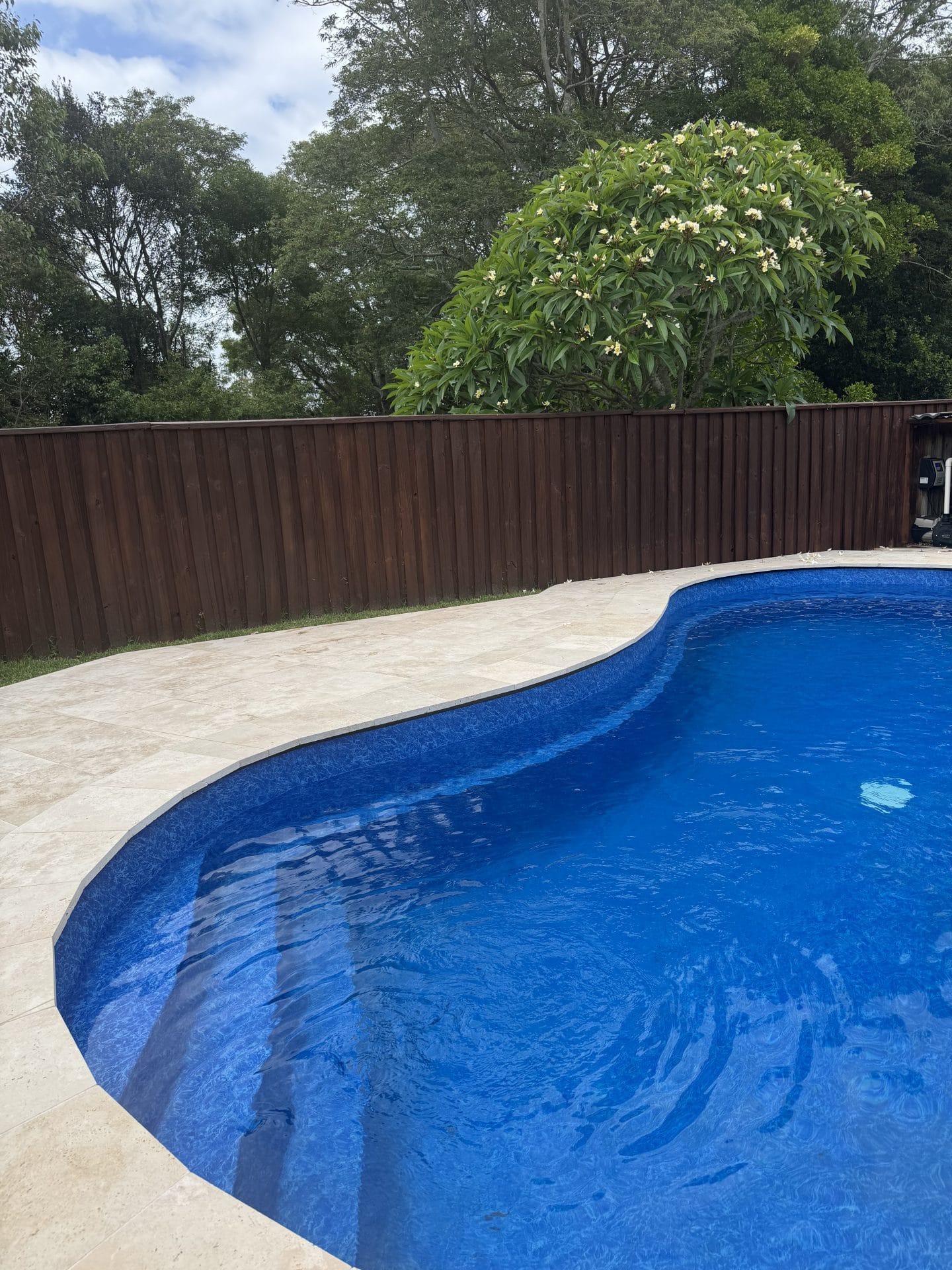 Thurgate After 02 Blue vinyl pool liner for swimming pool and backyard tropical retreat.